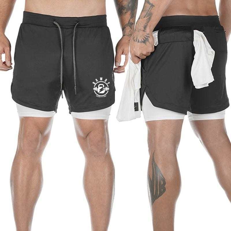 Men 2 In 1 Running Shorts